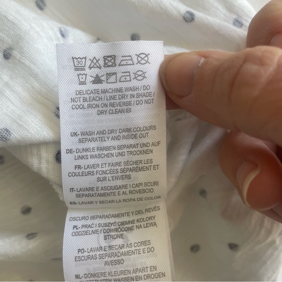 Boden Polka Dot Ruffle Front White Black Long Sleeve Jersey Top - Picture 10 of 12